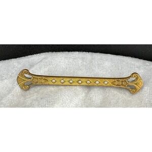 Vintage F&B Foster Bailey Bar Brooch Gold Tone Seed Pearl